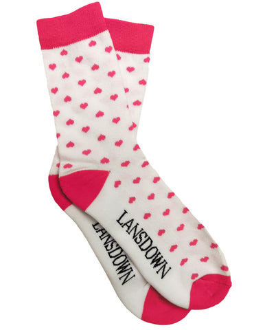 Lansdown Hearts Ankle Socks - White/Pink Passion