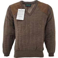 Brown Mix Heavyweight V Neck Shooting Jumper with patches