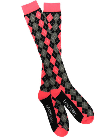 Lansdown Pink Argyle Riding Boot Socks