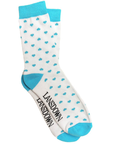Lansdown Hearts Ankle Socks - White/Aqua
