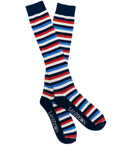 Lansdown Stripey Riding Boot Socks - Navy/Blue/White/Red