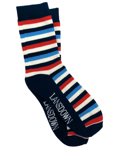 Lansdown Stripey Ankle Socks - Navy/Blue/White/Red